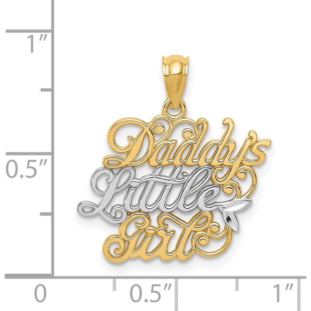 14K Yellow Gold and White Rhodium "Daddy's Little Girl" Themed Pendant - 22mm Length by Oro Pregiato