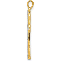 14K Yellow Gold and White Rhodium Diamond Cross Pendant - 0.03 Carat Total Diamond Weight by Monteluci Fine Jewelry