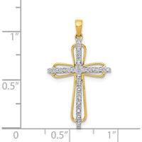 14K Yellow Gold and White Rhodium Diamond Cross Pendant - 0.03 Carat Total Diamond Weight by Monteluci Fine Jewelry