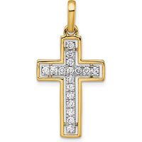 14K Yellow Gold and White Rhodium Diamond Cross Pendant - 0.51 Carat Total Diamond Weight by Oro Pregiato