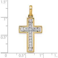 14K Yellow Gold and White Rhodium Diamond Cross Pendant - 0.51 Carat Total Diamond Weight by Oro Pregiato
