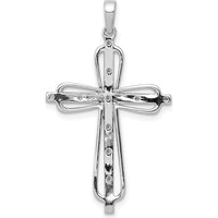 14K Yellow Gold and White Rhodium Diamond Cross Pendant with Round Natural Diamonds - 0.06 Carat Total Diamond Weight by Monteluci Fine Jewelry