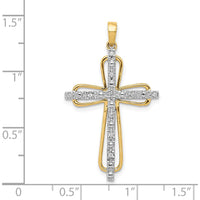 14K Yellow Gold and White Rhodium Diamond Cross Pendant with Round Natural Diamonds - 0.06 Carat Total Diamond Weight by Monteluci Fine Jewelry