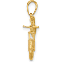 14K Yellow Gold and White Rhodium Diamond-Cut 3D Bicycle Pendant by Oro Pregiato
