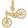 14K Yellow Gold and White Rhodium Diamond-Cut 3D Bicycle Pendant by Oro Pregiato