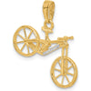 14K Yellow Gold and White Rhodium Diamond-Cut 3D Bicycle Pendant by Oro Pregiato