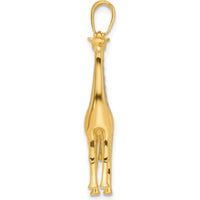 14K Yellow Gold and White Rhodium Diamond-Cut 3D Giraffe Pendant - 35.75mm Length by Oro Pregiato