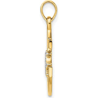 14K Yellow Gold and White Rhodium Diamond-Cut Anchor and Ship's Wheel Pendant - 26.27mm Length by Oro Pregiato