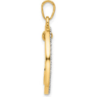 14K Yellow Gold and White Rhodium Diamond-Cut Anchor Dangle Pendant - 31.25mm Length by Oro Pregiato