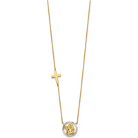 14K Yellow Gold and White Rhodium Diamond-Cut Angel and Cross 17" Necklace by 0