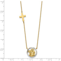 14K Yellow Gold and White Rhodium Diamond-Cut Angel and Cross 17" Necklace by 0