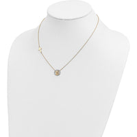 14K Yellow Gold and White Rhodium Diamond-Cut Angel and Cross 17" Necklace by 0