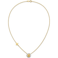 14K Yellow Gold and White Rhodium Diamond-Cut Angel and Cross 17" Necklace by 0
