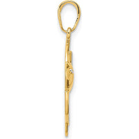 14K Yellow Gold and White Rhodium Diamond-Cut Angelfish Pendant - 28.07mm Length by Oro Pregiato
