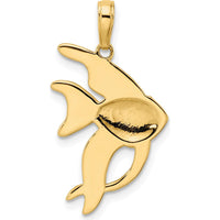 14K Yellow Gold and White Rhodium Diamond-Cut Angelfish Pendant - 28.07mm Length by Oro Pregiato