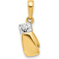 14K Yellow Gold and White Rhodium Diamond-Cut Boxing Glove Pendant - 20.5mm Length by Oro Pregiato