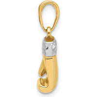 14K Yellow Gold and White Rhodium Diamond-Cut Boxing Glove Pendant - 20.5mm Length by Oro Pregiato