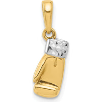 14K Yellow Gold and White Rhodium Diamond-Cut Boxing Glove Pendant - 20.5mm Length by Oro Pregiato
