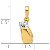 14K Yellow Gold and White Rhodium Diamond-Cut Boxing Glove Pendant - 20.5mm Length by Oro Pregiato