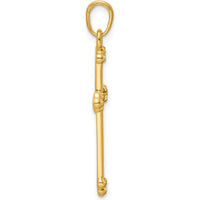 14K Yellow Gold and White Rhodium Diamond-Cut Budded Cross Pendant - 35.1mm by Oro Pregiato