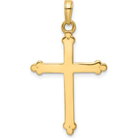 14K Yellow Gold and White Rhodium Diamond-Cut Budded Cross Pendant - 35.1mm by Oro Pregiato