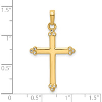 14K Yellow Gold and White Rhodium Diamond-Cut Budded Cross Pendant - 35.1mm by Oro Pregiato