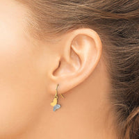 14K Yellow Gold and White Rhodium Diamond-Cut Butterfly Dangle Earrings - Timeless Sparkle by 0