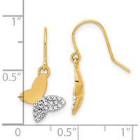 14K Yellow Gold and White Rhodium Diamond-Cut Butterfly Dangle Earrings - Timeless Sparkle by 0