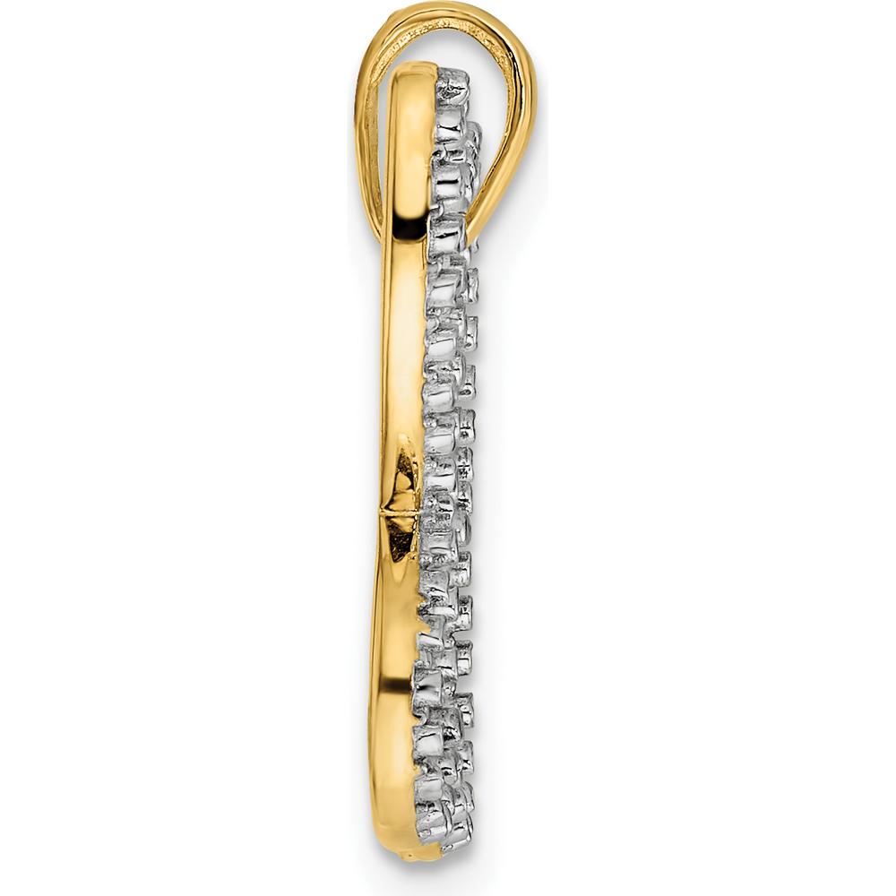 14K Yellow Gold and White Rhodium Diamond-Cut Butterfly Pendant - 21.22mm Length by Oro Pregiato