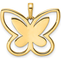 14K Yellow Gold and White Rhodium Diamond-Cut Butterfly Pendant - 21.22mm Length by Oro Pregiato
