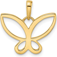14K Yellow Gold and White Rhodium Diamond-Cut Butterfly Pendant by Oro Pregiato