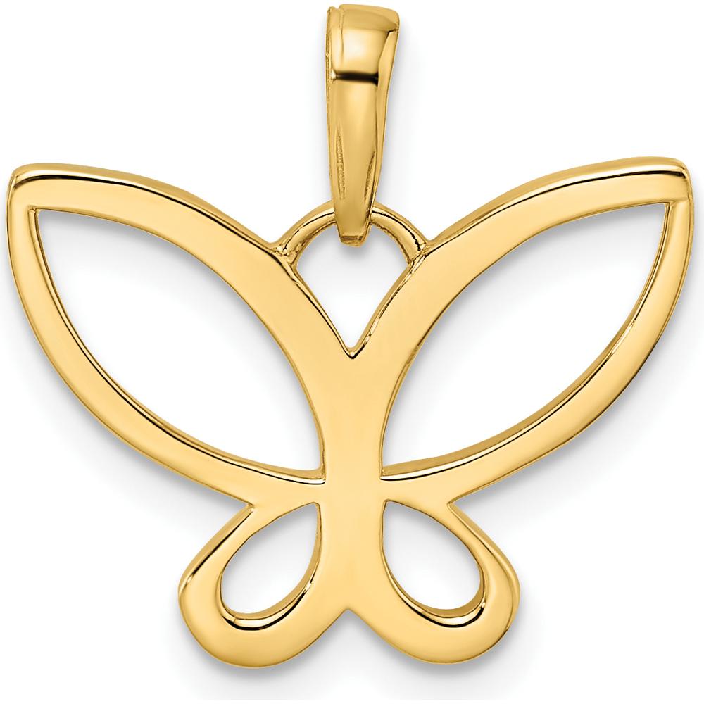 14K Yellow Gold and White Rhodium Diamond-Cut Butterfly Pendant by Oro Pregiato