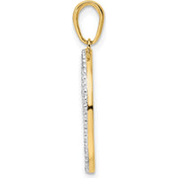 14K Yellow Gold and White Rhodium Diamond-Cut Cats Sitting on Bench Pendant by Oro Pregiato