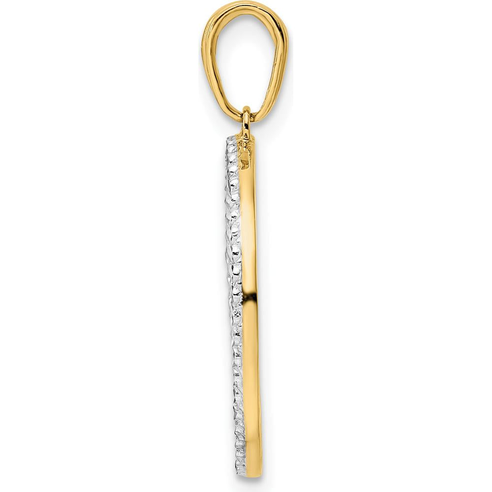 14K Yellow Gold and White Rhodium Diamond-Cut Cats Sitting on Bench Pendant by Oro Pregiato