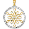 14K Yellow Gold and White Rhodium Diamond-Cut Circle Snowflake Charm by Oro Pregiato