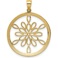 14K Yellow Gold and White Rhodium Diamond-Cut Circle Snowflake Charm by Oro Pregiato