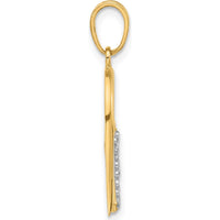 14K Yellow Gold and White Rhodium Diamond-Cut Cross in Heart Pendant - 27.5mm Length by Oro Pregiato