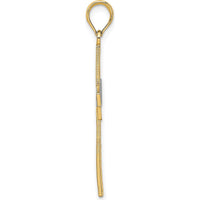 14K Yellow Gold and White Rhodium Diamond-Cut Cross Pendant with Polished Finish by Oro Pregiato
