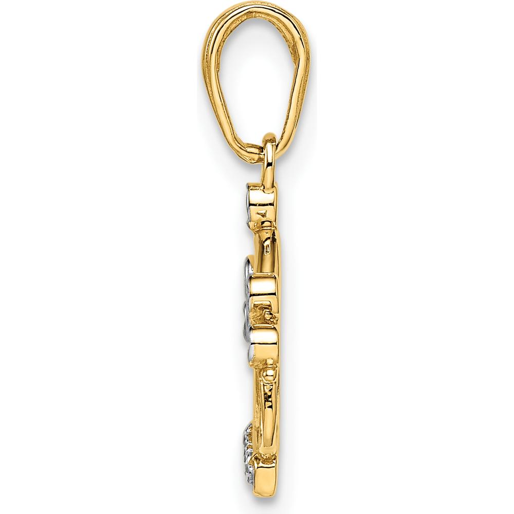 14K Yellow Gold and White Rhodium Diamond-cut Crown Pendant - Elegant Royal Charm by Oro Pregiato