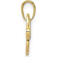 14K Yellow Gold and White Rhodium Diamond-Cut Dachshund Pendant by Oro Pregiato