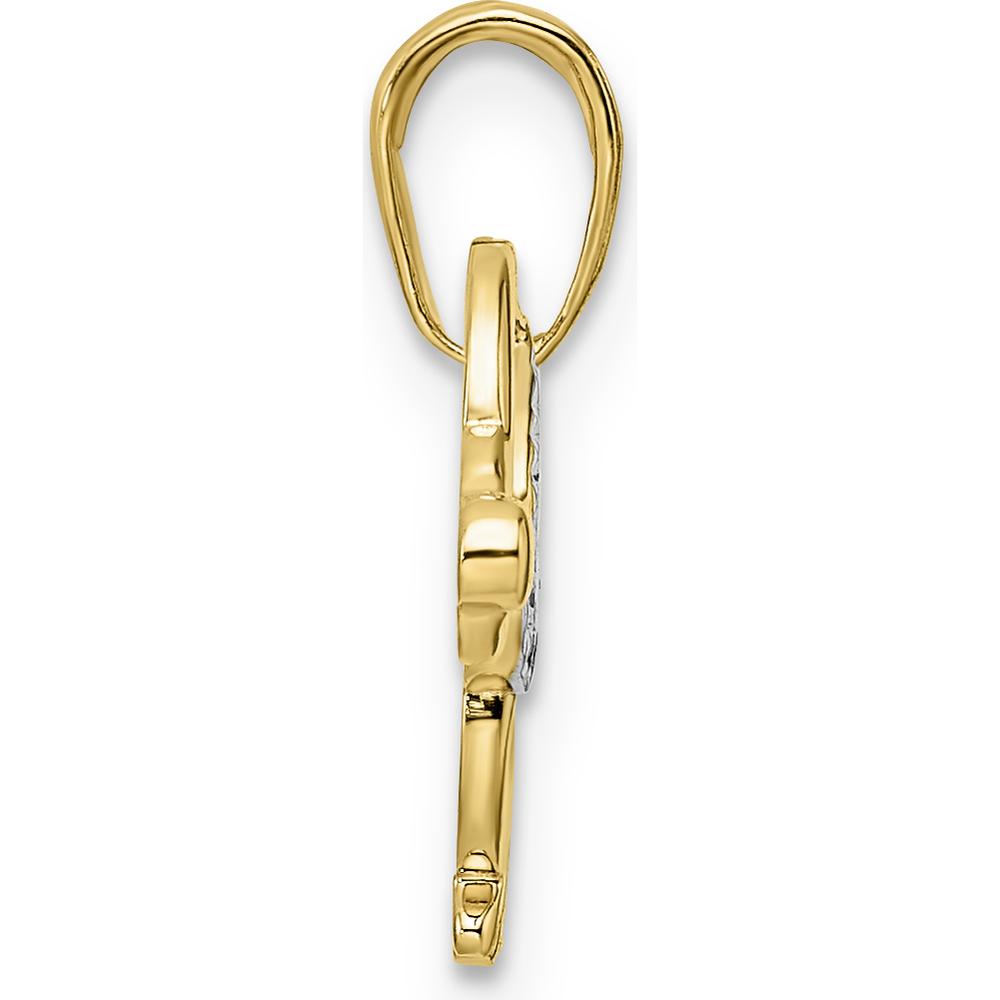 14K Yellow Gold and White Rhodium Diamond-Cut Dachshund Pendant by Oro Pregiato