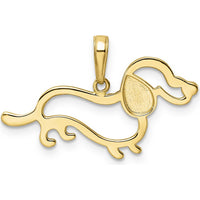 14K Yellow Gold and White Rhodium Diamond-Cut Dachshund Pendant by Oro Pregiato