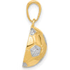 14K Yellow Gold and White Rhodium Diamond-Cut Domed Soccer Ball Pendant by Oro Pregiato