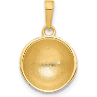 14K Yellow Gold and White Rhodium Diamond-Cut Domed Soccer Ball Pendant by Oro Pregiato