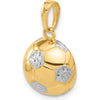 14K Yellow Gold and White Rhodium Diamond-Cut Domed Soccer Ball Pendant by Oro Pregiato
