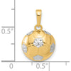 14K Yellow Gold and White Rhodium Diamond-Cut Domed Soccer Ball Pendant by Oro Pregiato