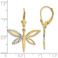 14K Yellow Gold & White Rhodium Diamond-Cut Dragonfly Leverback Drop Earrings by 0