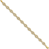 14K Yellow Gold and White Rhodium Diamond-Cut Fancy Filigree 7.25" Bracelet by Oro Pregiato