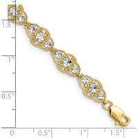 14K Yellow Gold and White Rhodium Diamond-Cut Fancy Filigree 7.25" Bracelet by Oro Pregiato