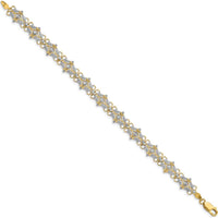 14K Yellow Gold and White Rhodium Diamond-Cut Fancy Link 7.5" Bracelet by Oro Pregiato